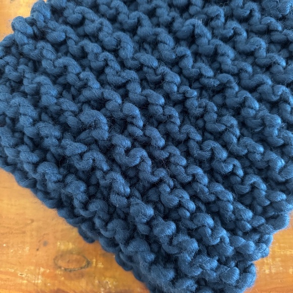 Cozy Blue Knit Scarf - Handknit - Picture 8 of 9